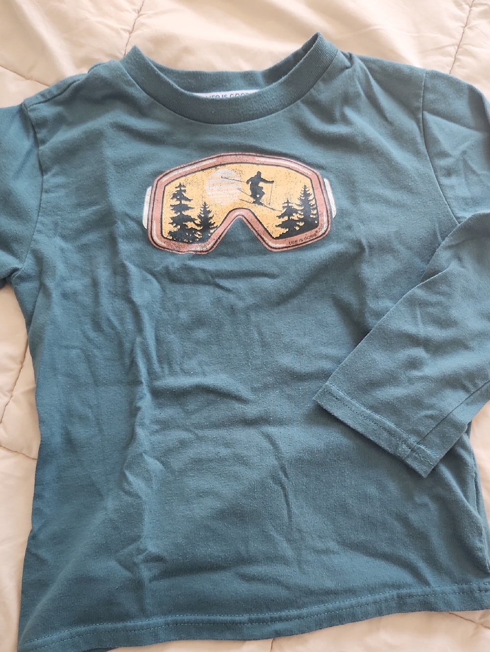Kids Life Is Good Green Long-Sleeve Graphic Tee